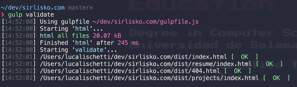Validation output without errors