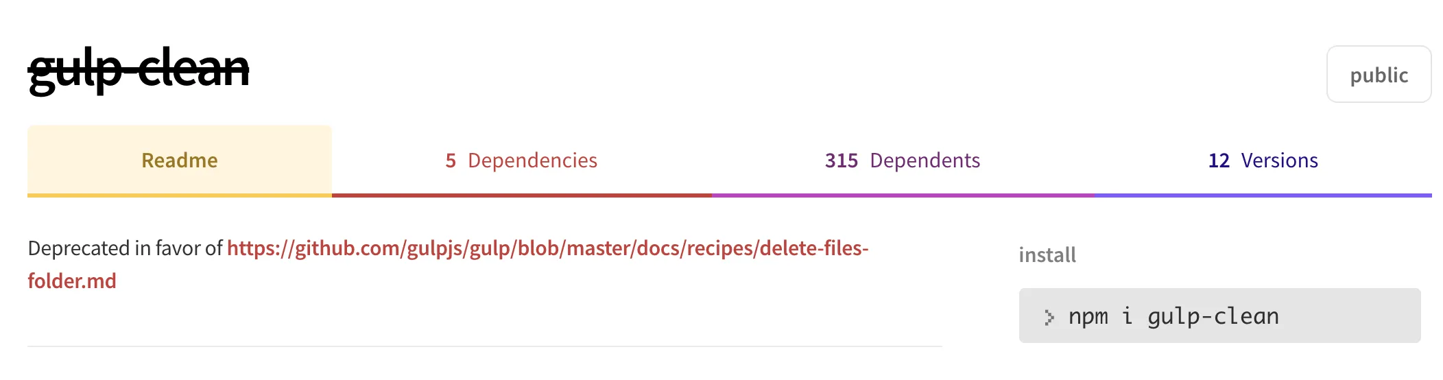 Marker on an NPM module page