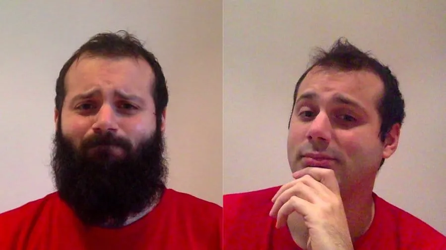 Me with a full beard and clean-shaven, ready for Movember