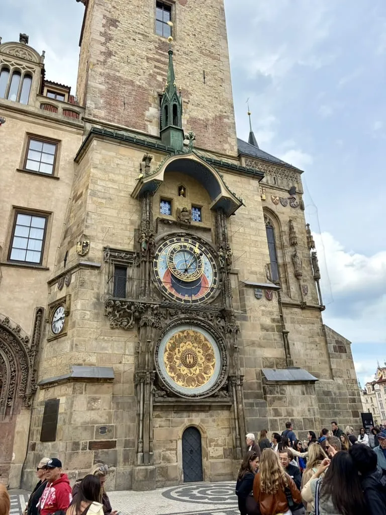 The astronomical clock's face, in Old Town Square