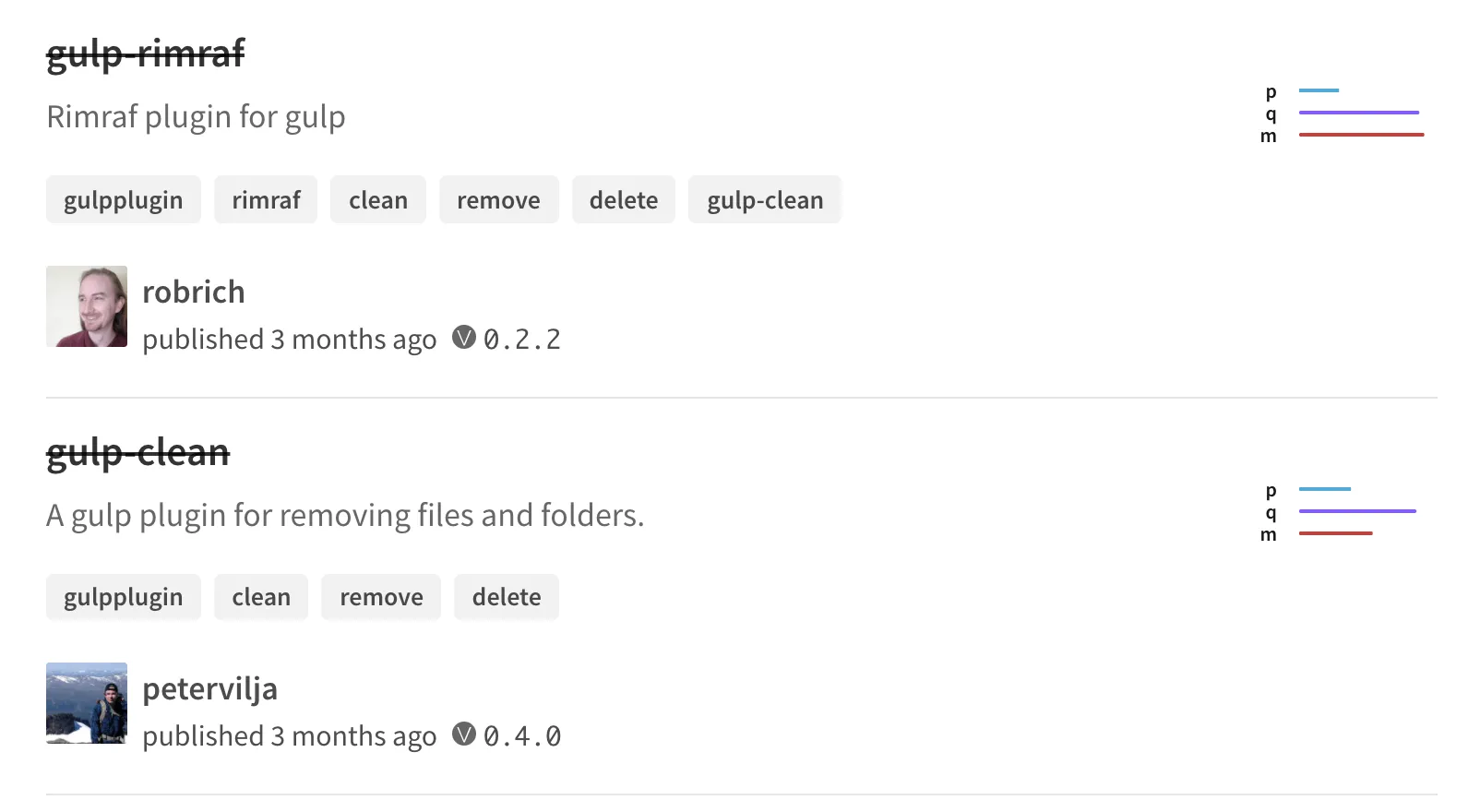 Marker on NPM search results