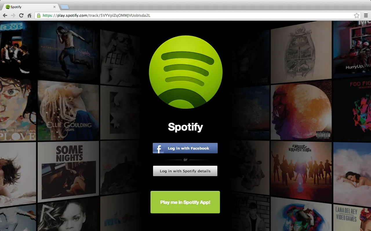 Sproxify on the Spotify web app, logged out