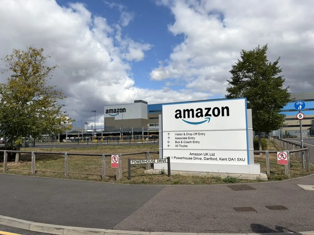 Outside LCY3, Amazon's fulfillment center in Dartford