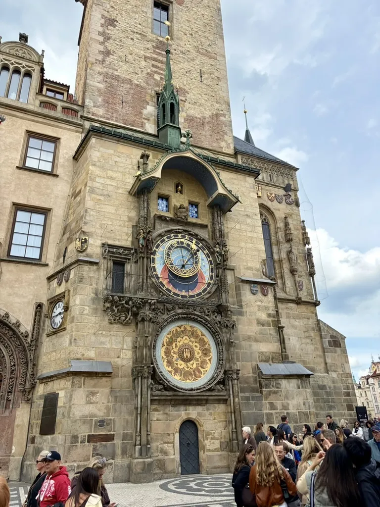 The astronomical clock's face, in Old Town Square