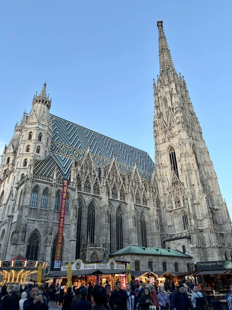 St Stephen's Cathedral, lit up in the evening