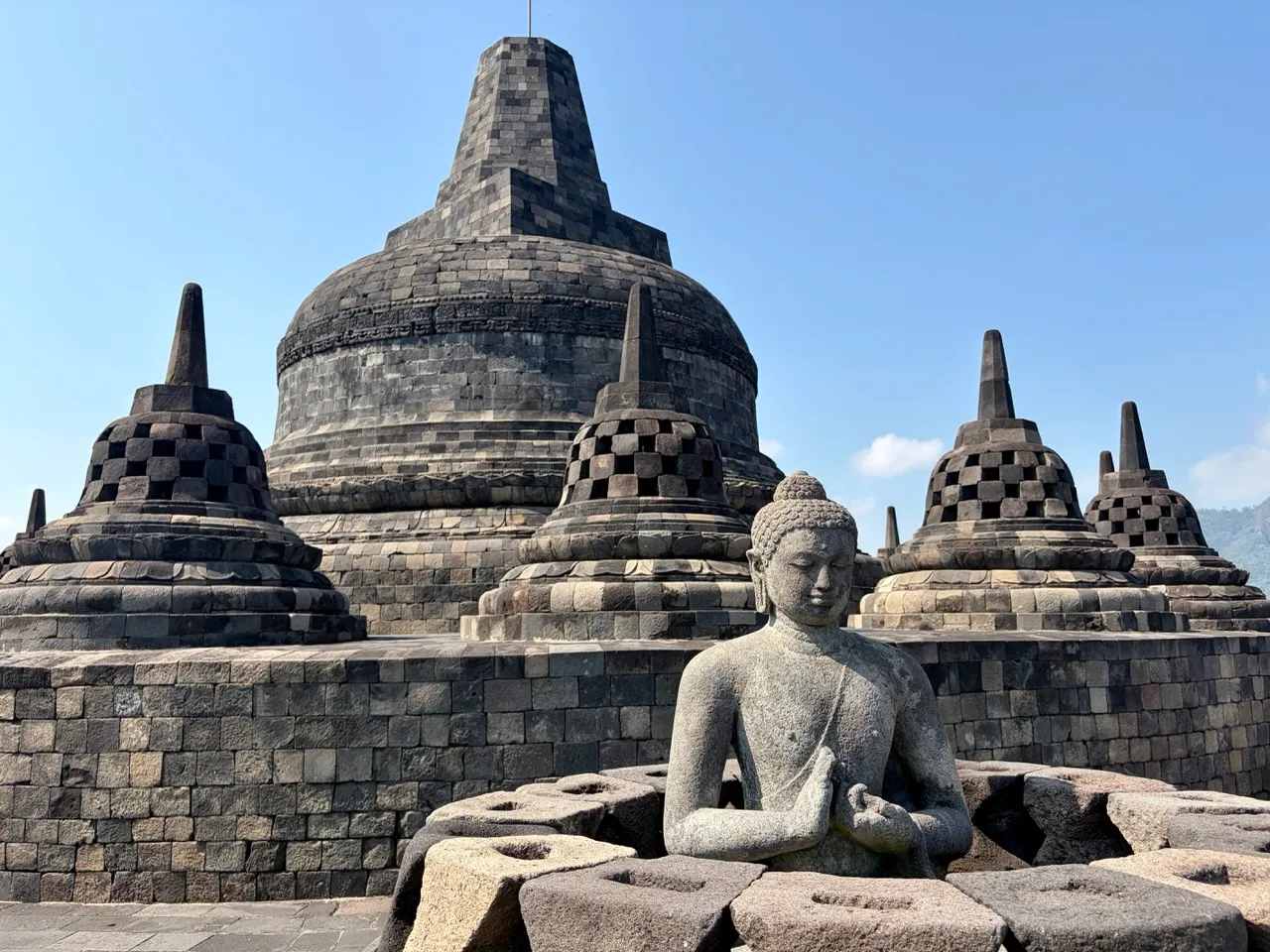 A Buddha statue at Borobudur