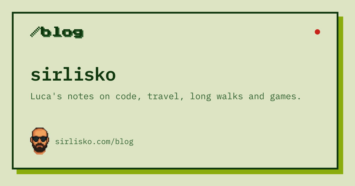 The blog's share card: a Game Boy with the site title on its screen